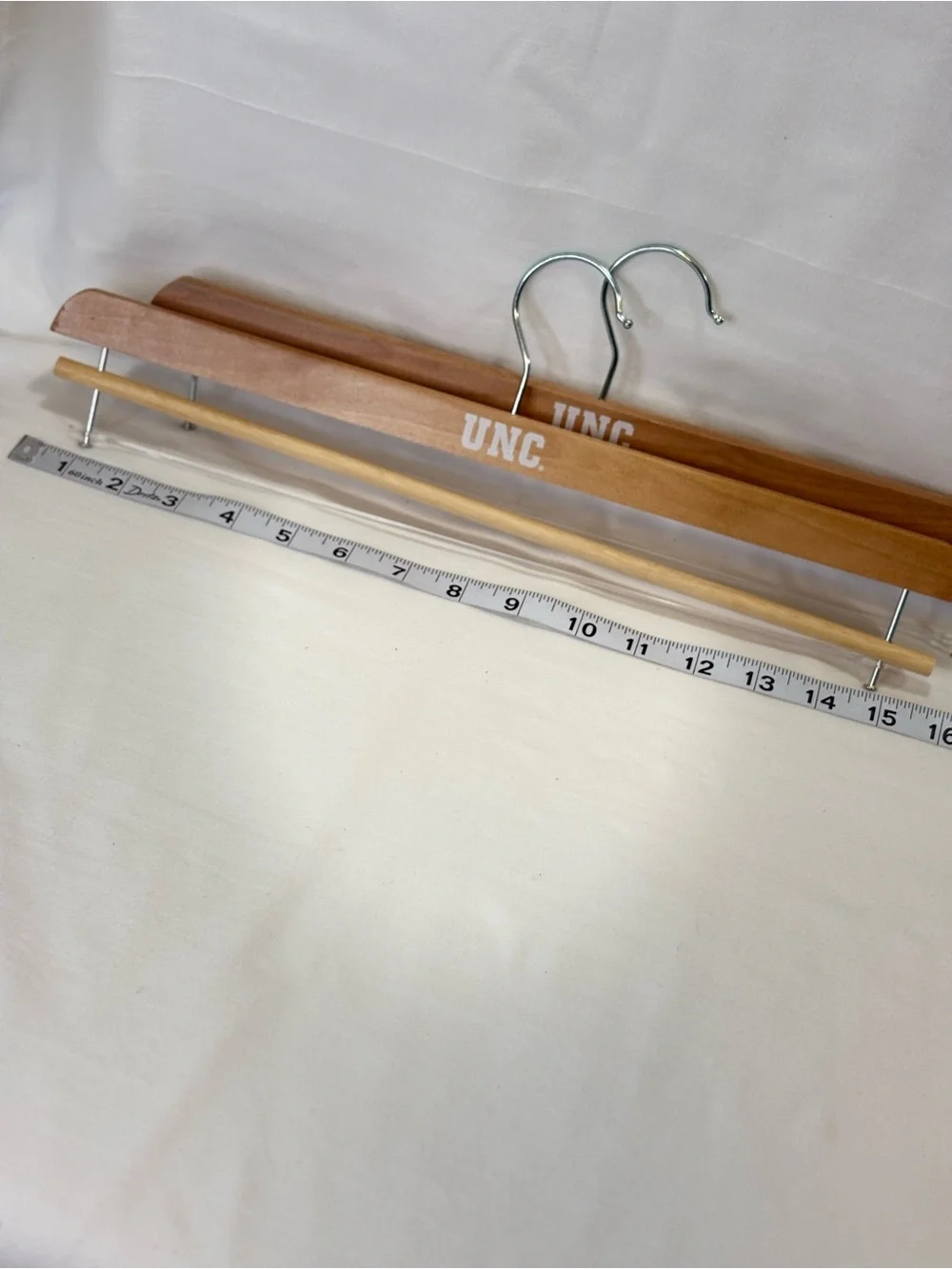 UNC UNIVERSITY OF NORTH CAROLINA Natural Wooden Trouser Hangers 13.5” LIKE-NEW